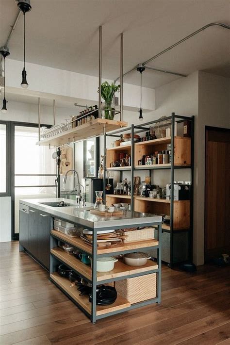 cabinets with steel pipes|industrial kitchen cabinet designs.